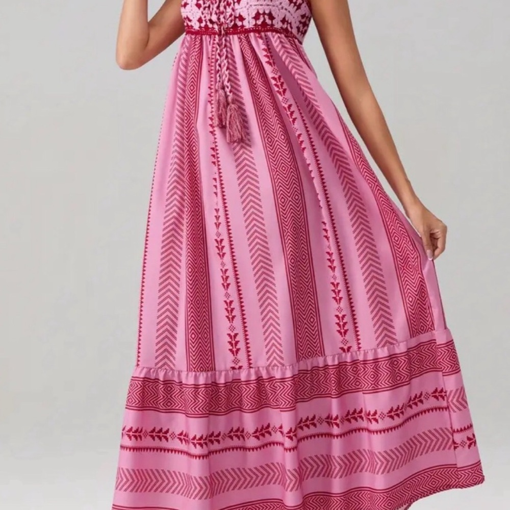 Pink Patterned Maxi Dress